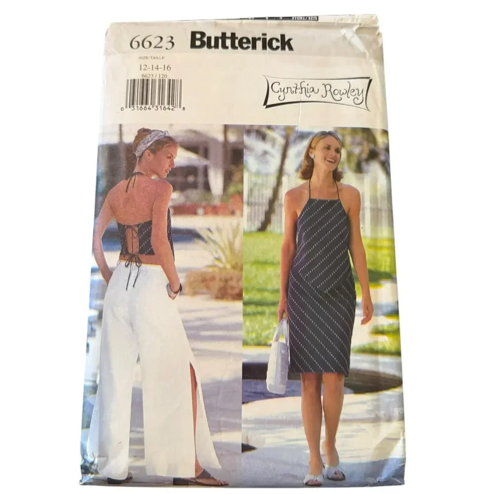 Butterick 6623 Cynthia Rowley Wide‎ Leg Slit Pants Handkerchief Top 12 14 16 NEW